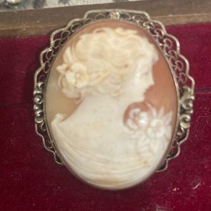 Antique PINK Cameo brooch